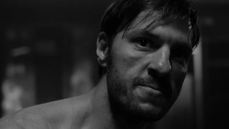 A fighter's face in close-up