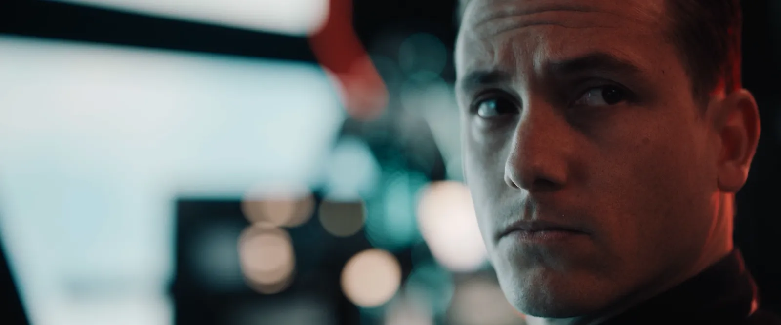 An actor in close-up under studio light, from Spectre's virtual-production work